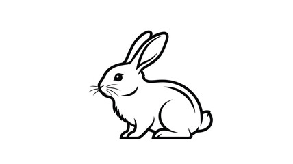 Obraz premium A charming black and white illustration of a rabbit in profile silhouette