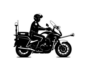 Obraz premium Motorcycle Silhouette Police Officer Vector Art
