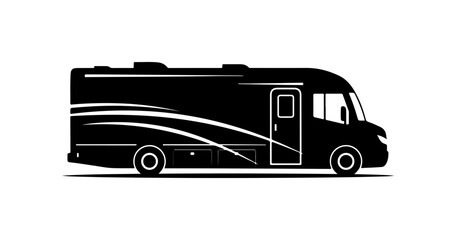 Black Silhouette of a Motorhome RV