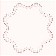 minimalist scalloped frame border, simple wavy outline, hand drawn line art style, soft dusty pink color, clean white background center, elegant and modern valentine aesthetic