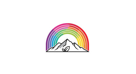 Obraz premium Rainbow Mountain Logo Design with Nature Elements.