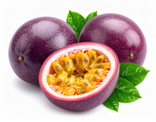 Fototapeta premium Frische Passionsfrucht auf weißem Hintergrund