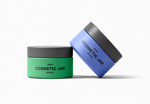 Isolated Cream Jars Mockup