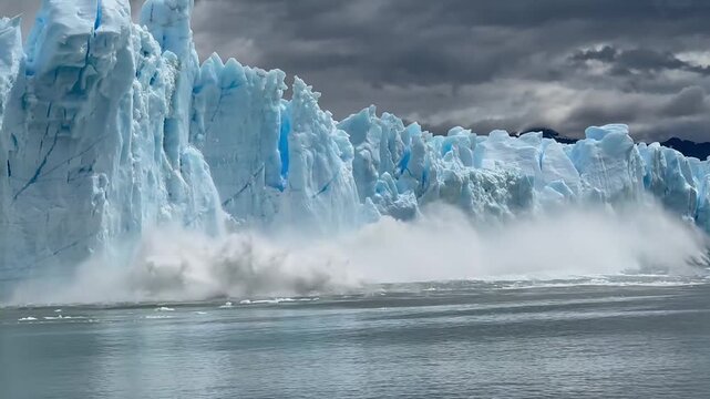 Antarctic Glacier Calving as Iceberg Collapses into Ocean