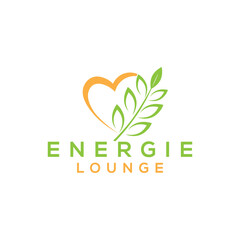 Obraz premium Energie lounge logo with heart and leaf design