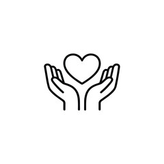 Obraz premium Ethical care icon black and white vector hands holding heart symbol of ethics compassion support and responsibility