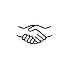 Obraz premium Black and white handshake icon symbol of ethics trust cooperation agreement and business partnership minimalist line vector illustration