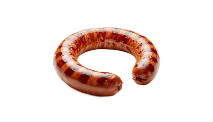 A grilled sausage on a black background on transparent background
