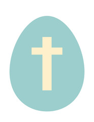 Fototapeta premium Isolated blue Easter egg with Christian cross symbol on transparent background. Simple religious illustration for Easter designs, greeting cards, icons, posters and holiday decorations