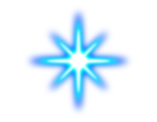 Fototapeta premium Starlight sparkle with bright cyan blue glow radiant energy magic burst light flash abstract sun ray neon sparkling flare effect on transparent PNG background.