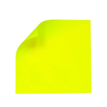 Yellow sticker with folded corner, sticky note
