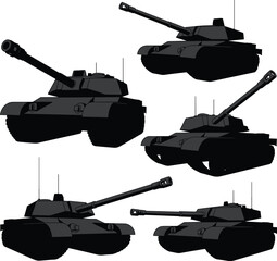 military tank silhouette, armored vehicle, combat formation, black and white, war machine, tank sketch, defense illustration, turret design, battlefield vector,  © MdJahid