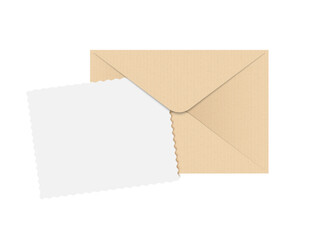 Realistic envelope with paper blank card