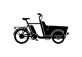 Fototapeta premium Black Silhouette of Cargo E-Bike