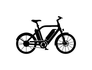 Fototapeta premium Black Silhouette of an E-Bike