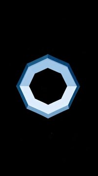 Blue Geometric Decagon Rotating and Expanding in Dark Space with Particles