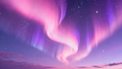 Fototapeta premium A breathtaking display of the Aurora Borealis showcasing vibrant pink and purple hues swirling across a starry night sky.