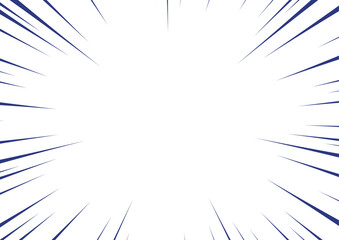 青色の漫画風集中線・効果線セット（インパクト・スピード感・背景素材）