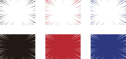 漫画風集中線のフレーム素材6種セット（コミック・ポップ・インパクト）