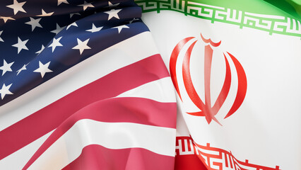 This image represents the flags of the United States and Iran. © Istanblue