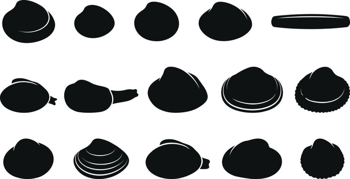 Clam & Bivalve Shellfish Silhouette Vector Set