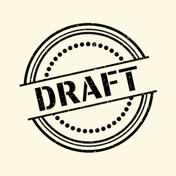 Black Draft Stamp on White Background.