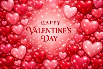 A luxurious Valentines Day background filled with pink and red hearts in the flame with festive love.