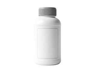 Fototapeta premium White plastic bottle with gray cap and blank label isolated on transparent background