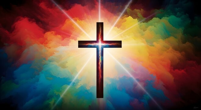 Happy easter day with cross symbolizing resurrection and hope