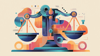 A conceptual artwork representing ethical AI, fairness, and bias awareness in machine learning systems.