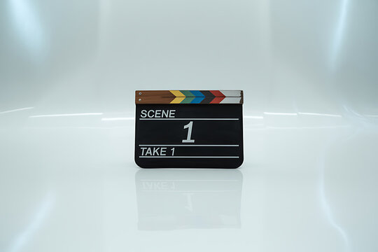 Film Clapperboard Isolated on White Background, Cinema Industry Tool