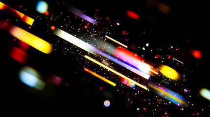 Fototapeta premium きらめく虹色プリズム光線と光の粒子