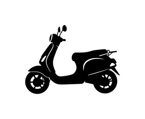 Black Silhouette of a Classic Scooter