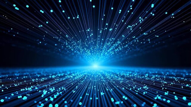 Radiating Digital Energy Field Expanding Across a Futuristic Space