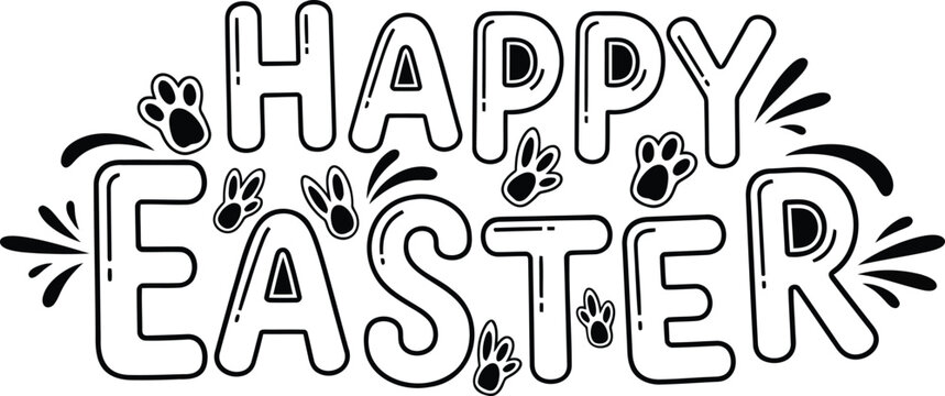 Happy Easter vector greeting with bunny footprints