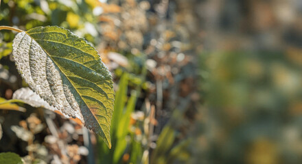 Green Leaf Natural Concept on Spring. Close up Macro Shot and Blurred Grass Background