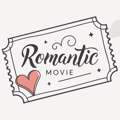 Romantic Movie Ticket with Heart Icon