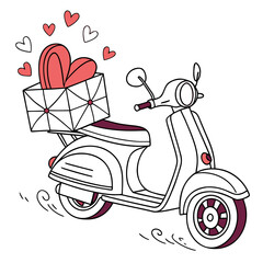 Romantic Scooter with Love Letter Illustration