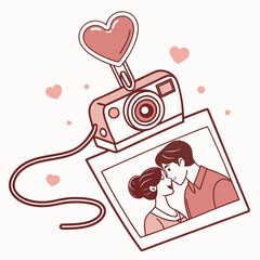 Romantic Couple and Heart Icons Set