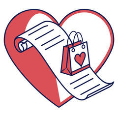 Valentine Day Romantic Line Illustration Set