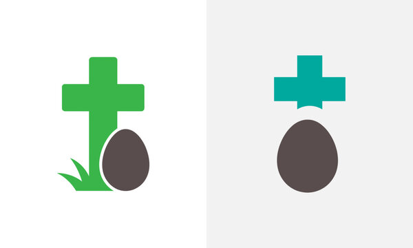  Broken Easter egg silhouette symbol elements and logo type icon.
