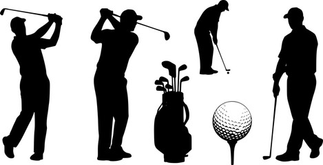 set of golf silhouettes Vector