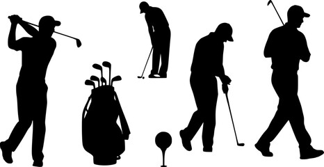set of golf silhouettes Vector