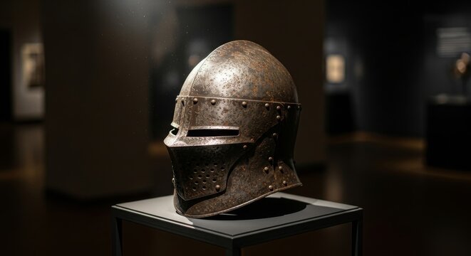Antique Knight's Helmet Displayed in Museum