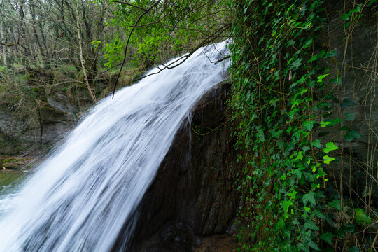 Waterfalls of the Hijuela River in Irus, in the Mena Valley. Merindades region. Burgos. Castile and Le&oacute;n. Spain. Europe