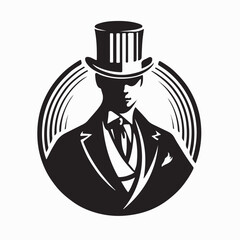 Vintage English Dandy Logo Design Vector Isolated on White Background