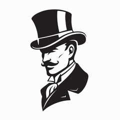 Vintage English Dandy Logo Design Vector Isolated on White Background