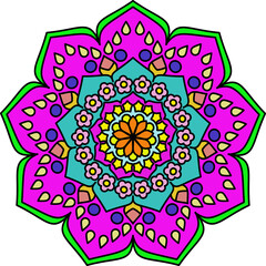 indian colorful mandala decoration Vector  Hand drawn
seamless . Geometric Pattern with Colorful Line Shapes