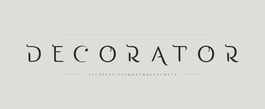 Decorative Font Logo Alphabet Vector English Letters Set Modern Typography, Creative Typographic Design for Title Text, Typo Poster Headline, Type Symbol Logotype, Sans Serif Fonts. Vector Typeface