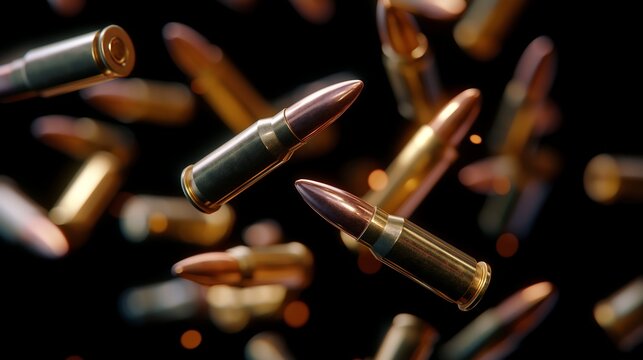 Bullets are scattered across a dark background